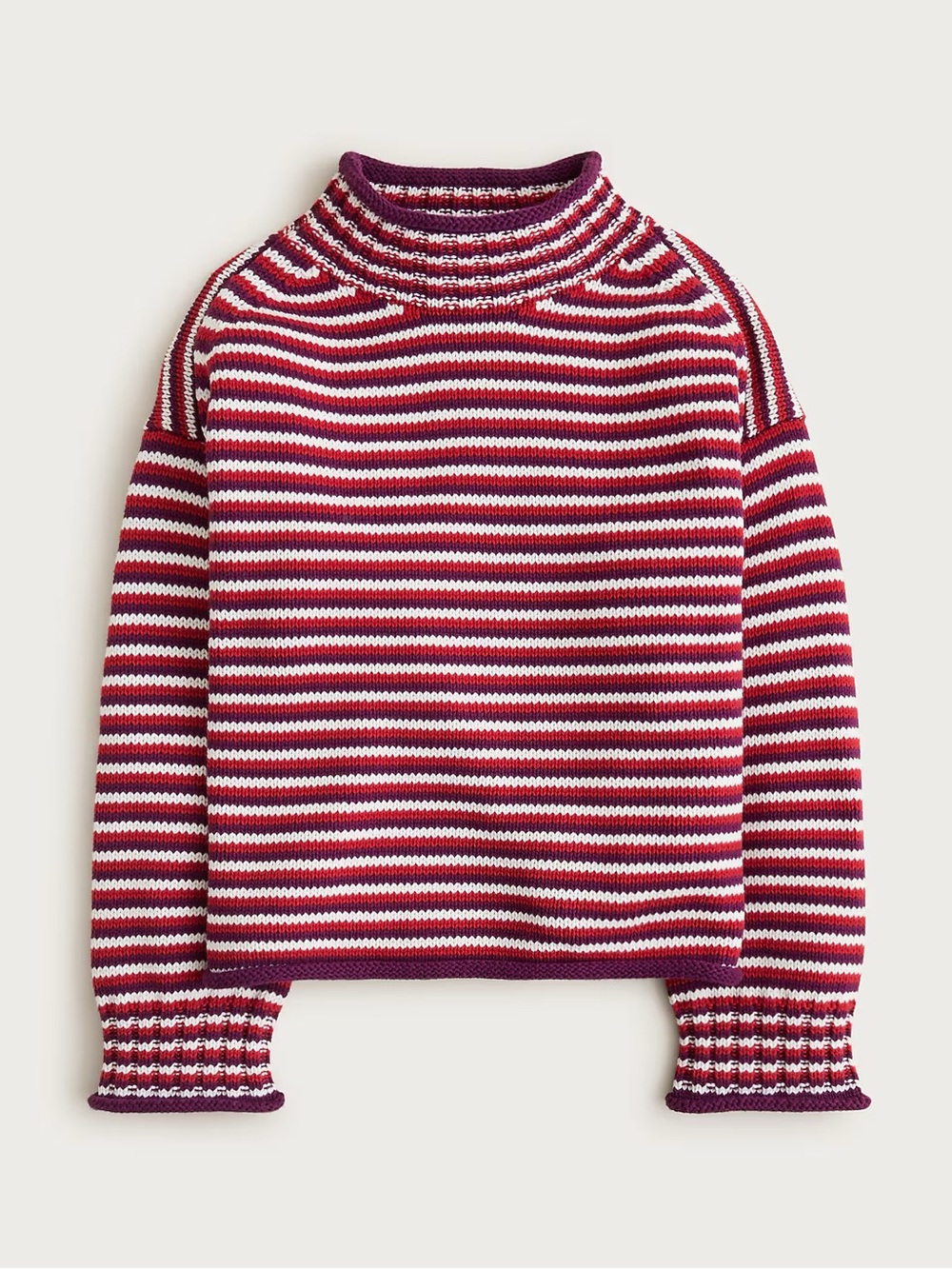 Jcrew 2025 rollneck cotton striped sweater